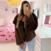 Women's Fur Coat Brown Artificial Fur Coat Women Winter Coats Fluffy Cropped Outerwears Hair Coat Warmth Plush Jackets