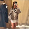 Women's Plaid Belt Short Jacket Loose Lapel Long Sleeve Lace Up Double Breasted Coats Autumn Lady Chic Jackets