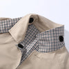 Vintage Khaki Reversible Plaid Trench Coat Women Loose Lapel Single Breasted Pocket Full Sleeve Jacket Autumn Lady Outwear