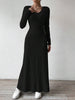 Knitted Long Sleeve A-Line Dress Slim Fit Solid Color Street Style Women's Dress Comfortable Casual Elegant Commute