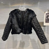 Real Fur Denim Jacket Women Autumn Fried Street Style Natural Fox Fur Collar + Rabbit Fur Liner Warm Rivet Short Jean Coat