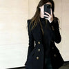 French High-grade Navy Blue Double-Breasted Blazer Jacket Outwear Women's Spring Loose Commuter Suit Jacket Top