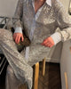 Sequin Loose Pants Two Piece Sets Women Patchwork Long Sleeve Shirt And Trouser Female Elegant Long Pants 2 Piece Sets