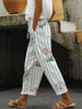 Women's Trousers Vertical Striped Drawstring Elastic Waist Pocket Street Versatile Casual Pants