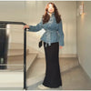Women's Denim Lace Up Jacket Lapel Neck Waist Cinching Button Front Long Sleeve Coat Spring Femlae Casual Daily Outerwear