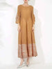 Women's Dress With Flower Ruffles Sleeves Round Neck Loose Big Size Long Dresses 2DB1142