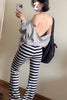 Y2K Streetwear Japanese Harajuku 2000s Korean Pants High Street Women Low Waisted Striped Long Trousers Flare Pants
