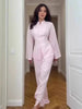 Two-piece Set Stand Collar Long Sleeved Single Breasted Top Straight Leg Pants Women's Clothing Autumn 19DB1060