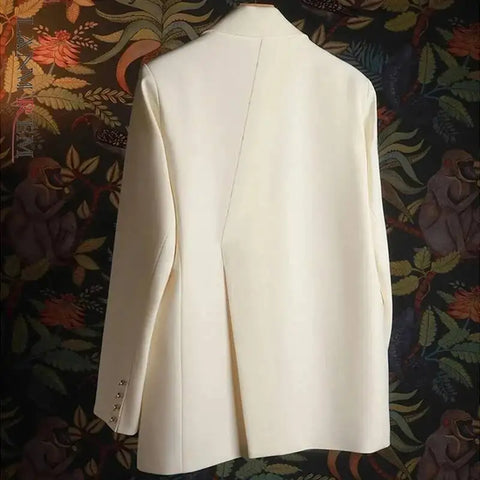Women's Single Breasted Blazer Autumn Chic Casual Back Slit Design Niche Famale Suit Coat 2DB4253