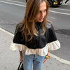 Women's Coat Stand Collar Single Breasted Ruffle Hem Patchwork Female Cape Early Spring Chic Holiday Lady Capes