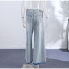 Y2K Women's Diamond Star Blue Jeans High Waist Pockets Zipper Wide Leg Denim Pant Summer Autumn Lady Street All-match Pants