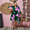 Women Sexy Printed Shirt Dresses Chic V Neck Loose Long Sleeve Dress Causal Vacation Female Mini Vestidos Robe Clothing