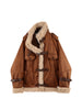 Women Brown Leather Jacket Coat Vintage 90s Motorcycle Jacket Streetwear Korean Vintage Oversize Outerwear 2000s Clothes