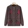 O-neck Women Autumn Winter Coat Middle-Aged Elderly Mother Knitting Cardigan Sweater Coat Warm Loose Jacket Grandma Clothin
