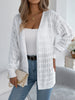 Solid Color Hollow Lantern Long Sleeve Sweater for Women Casual Cardigan Sweaters Autumn Winter Mid-length Jacket Tops