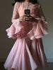 Women's Irregular Pleated Patchwork Long Flare Sleeve Waist Cinching Midi Dresses Female Clothing