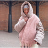 Chic Women Print Hooded Padded Jacket Oversized Zip Up Long Sleeve Warm Winter Coat Casual Daily Ladies Quilted Cotton Outerwear