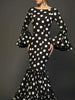 Elegant Ladies Dress Trumpet Sleeves Polka Dot Decoration Cascading Ruffle Hem Sexy Fishtail Ladies Evening Dress