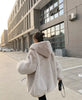 Korean Loose Thick Plush Coat For Women Winter Imitation Fur Rabbits Grass Coat Female Warm Zipper Jacket Hooded Parka Overcoat