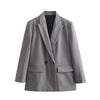 Women Double Breasted Plaid Blazer Coat Vintage Long Sleeve Flap Pockets Female Outerwear Chic Vestes Femme