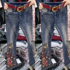Autumn Winter Large Size Heavy Industry Embroidered Jeans Drilled High Waist Stretch Denim Pants Women Micro Jeans
