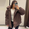 Crop Brown Outerwears Women's Winter Jacket Lace-Up Long Sleeve Quilted Jacket Woman Lightweight Padded Jacket