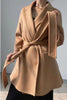 Winter Casual Adjustable Waist Wool Coat Women Water Ripples Woolen Coat Jackets Female Autumn Camel Coat Commuting