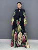 Printed Dress For Women O-neck Draped Lace Up Waist A-line Casual Vestido Robe Female Autumn 5R5279