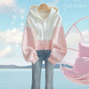 Spring Autumn Patchwork Knitted Cardigan Sweater Jacket Women Korean Ladies Single Breasted Hooded Sweater Coats Female Tops