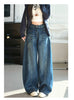 Women's High-Waisted Barrel Jeans Curved Leg Denim Contrast Stitching Vintage Wash Horseshoe Pants S-3XL