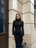 Autumn Winter Women Knitted Long Sleeved Sweater Dress Sexy Slim Fit Striped High elasticity Female Vestidos Sweater Out