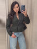 Cinched Waist Cropped Double Breasted Lapel Long Sleeve Side Pockets Slim Blazer Women Autumn Formal Commute Coat