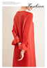 Pleated Dress Women's Round Neck Long Sleeve Casual Loose Lady Elegant Women's Dress