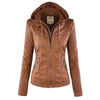 Gothic Faux Leather Jacket Women Coat Hoodies Winter Autumn Motorcycle Jacket Black Outerwear Leather PU Basic Jacket Coat