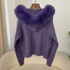 Knitwear Cardigan Women Spring Knitted Jacket Female Autumn Hooded Real Fox Fur Coat Natural Short Fur Coat Casual