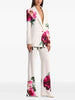 High Street Designer Runway Suit Set Women's Floral Printed Blazer Flare Pants Suit 2pcs