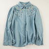 Harajuku Cotton Denim Spring Blouses Long Sleeve Women's Embroidered Shirts Pretty Blouses Woman Jean Shirts