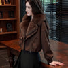 Winter Foreign Style Niche Beige Fur Collar Short Cotton Clothes Women's Loose Versatile and Thin Coat Coat