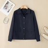 Women Autumn Jackets Casual Turn-Down Collar Long Sleeve Button Up Solid Outerwear Commuting Work Wear Overshirts