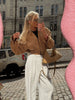 Women Retro Suede Lapel Zippered Short Jackets Full Sleeves Pocket Loose Short Coat Spring Lady Daily Commute Outwear