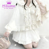 Japanese Harajuku Girls Sweet Bow Fur Ball Plush Cape Coats Women Lolita Kawaii Winter Warm Ponchos Jacket Hooded Cloak
