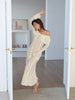 White Lace Patchwork Long Dress Women's Pleated Ruffle Sleeve Off shoulder bodycon See Through Vestidos Lady Party Gowns
