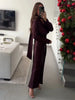 Satin Elegant Long Dress Female Lace-Up Scarf V-Neck Autumn Party Dress Gown Women's Commute Bodycon Dress
