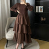 Spring Ruffled Lantern Sleeve Pleated Dress Atmospheric Design Sense Pleated Long Dresses Women's Clothing