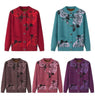 Autumn Winter Women Knitted Sweater Cardigan Jacket Print Long-Sleeve Warm Sweaters Coat Female Knit Top Mother Clothes