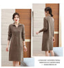 Autumn Women's Lapel Knee Length Sweater Dress Loose Temperament Solid Color Straight Knit Bottom Skirt