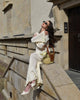 Pleated Wavy Knit Maxi Dress For Women Lace-up Long Sleeve Loose Casual Sweater Dress Female Party Clothes Solid Elegant