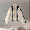 Street Faux Fur Panelled Women Short Coat Elegant O-neck Single Breasted Full Sleeve Female Outwear Winter Lady Jacket