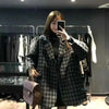 Houndstooth Faux Wool Jacket Women Korean Loose Elegant Double Breasted Suit Overcoat Winter Thick Warm Blend Outerwear