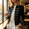 Commuter Long Sleeve Jacket Coat European American Elegant Double Breasted Coat Outerwear For Women Spring Falll Tops